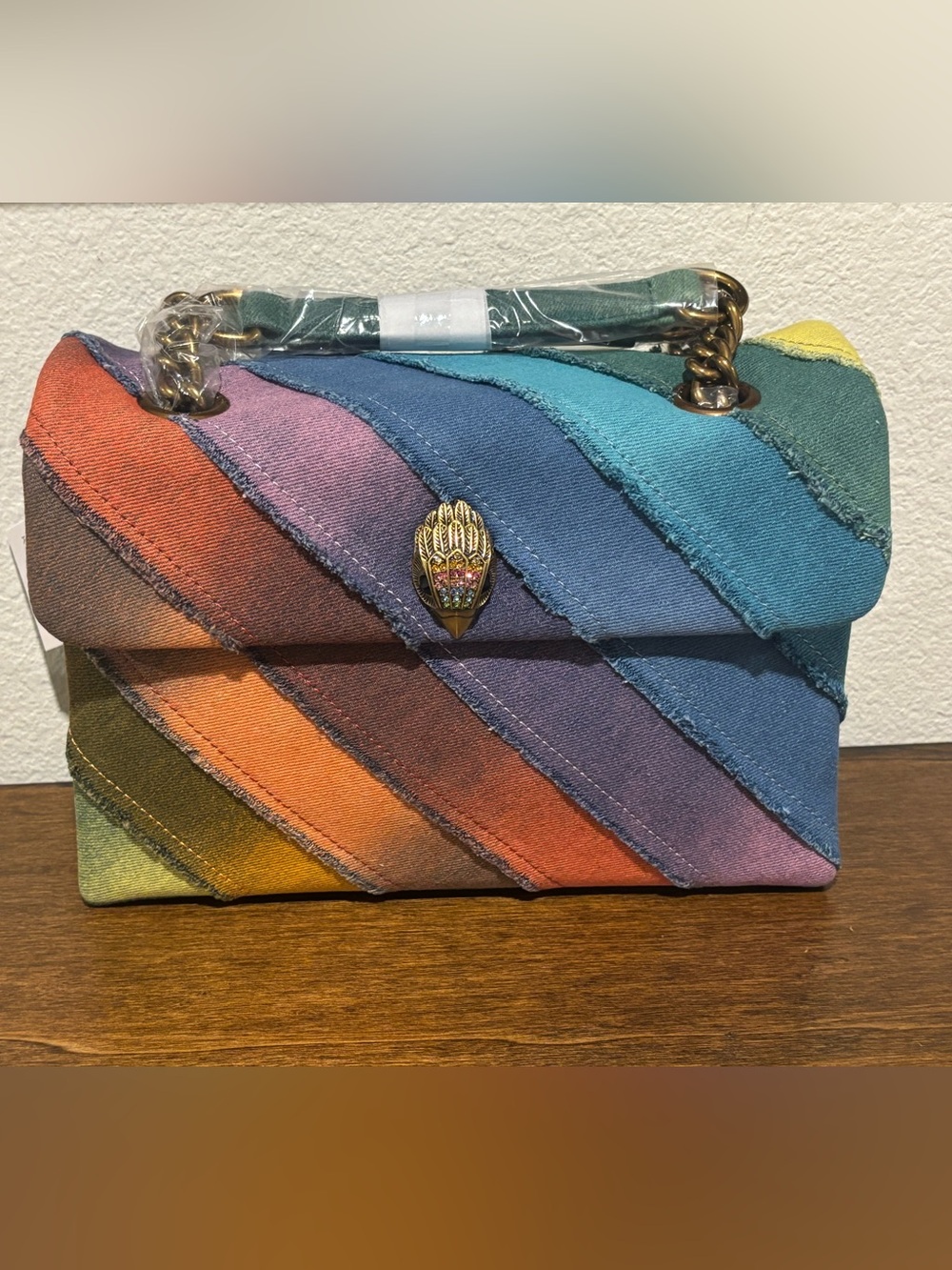 Kurt Geiger Multicolor Denim Diagonal Stripe Crossbody Bag - Picture 3 of 14